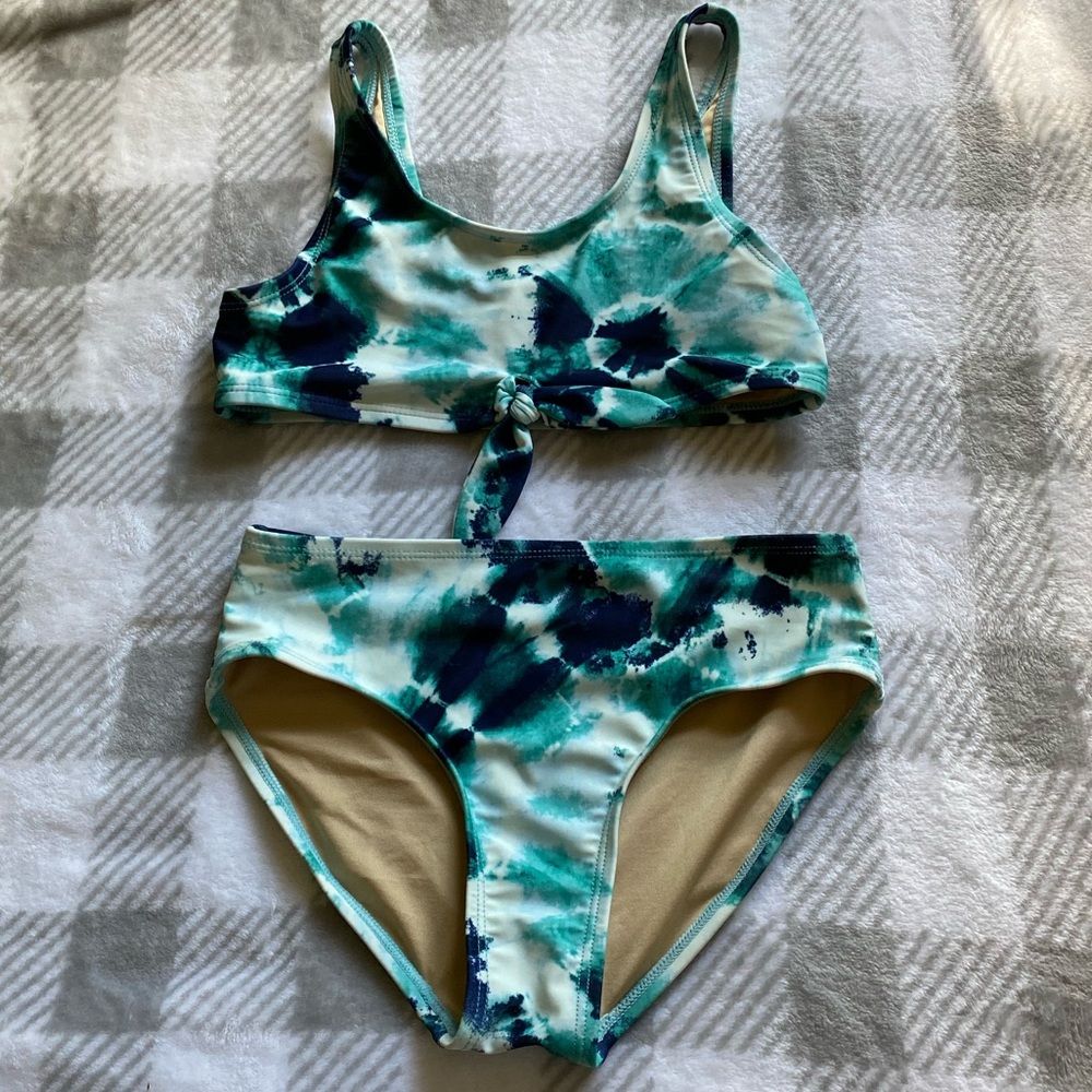 Girls Blue Tie-Dye Bikini